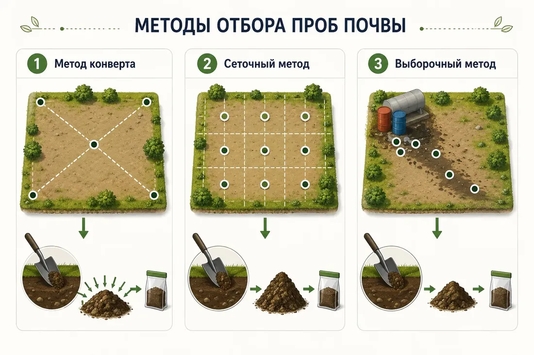 Схема методы отбора проб почвы